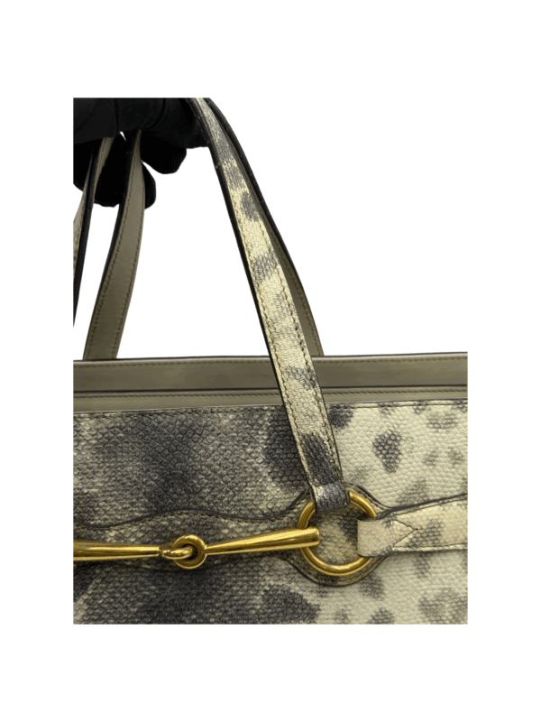 GUCCI HORSEBIT CALF LEATHER EMBOSSED PYTHON TOTE BAG - Image 12