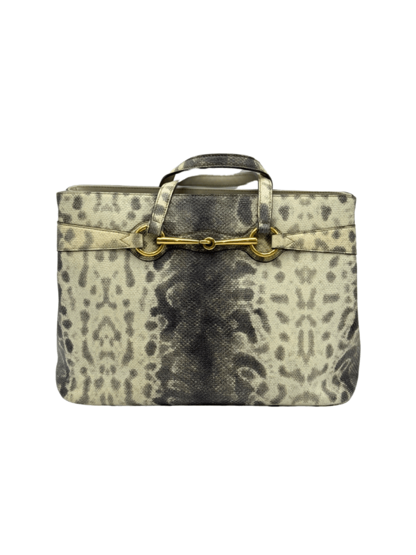 GUCCI HORSEBIT CALF LEATHER EMBOSSED PYTHON TOTE BAG