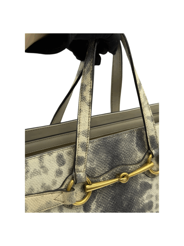 GUCCI HORSEBIT CALF LEATHER EMBOSSED PYTHON TOTE BAG - Image 15