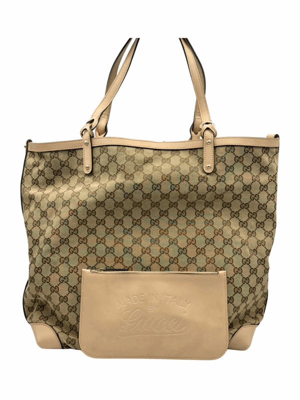 GUCCI LARGE CANVAS SHOPPER SHOULDER BAG