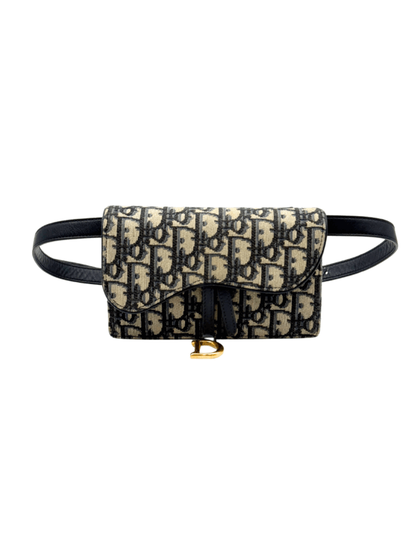 DIOR SADDLE BELT POUCH BLUE DIOR OBLIQUE JACQUARD