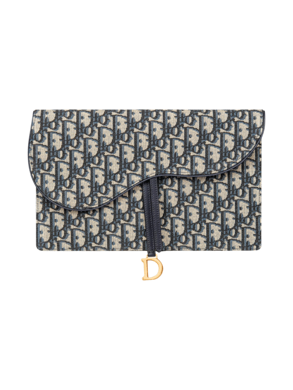 DIOR SADDLE POUCH BLUE DIOR OBLIQUE JACQUARD
