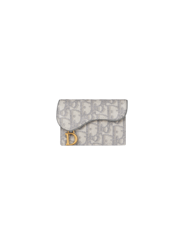 DIOR SADDLE BLOOM CARDHOLDER GRAY