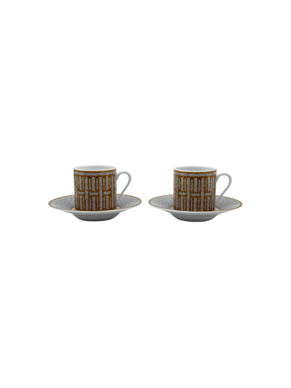 HERMES TASSE A CAFE ET SOUCOUPE MOSAIQUE AU 24 GOLD