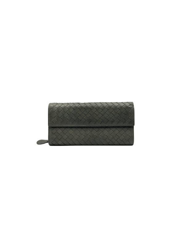 BOTTEGA VENETA LONG FLAP WALLET GREY
