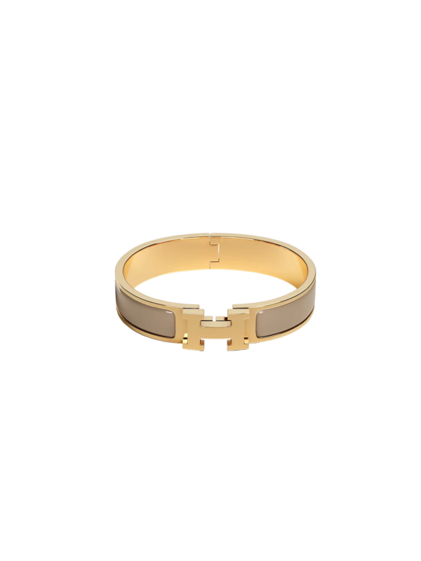 HERMES CLIC H BRACELET MARRON GLACE YELLOW GOLD
