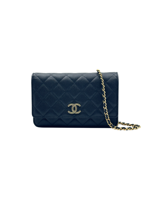 CHANEL 23P WALLET ON CHAIN BLACK CAVIAR GHW