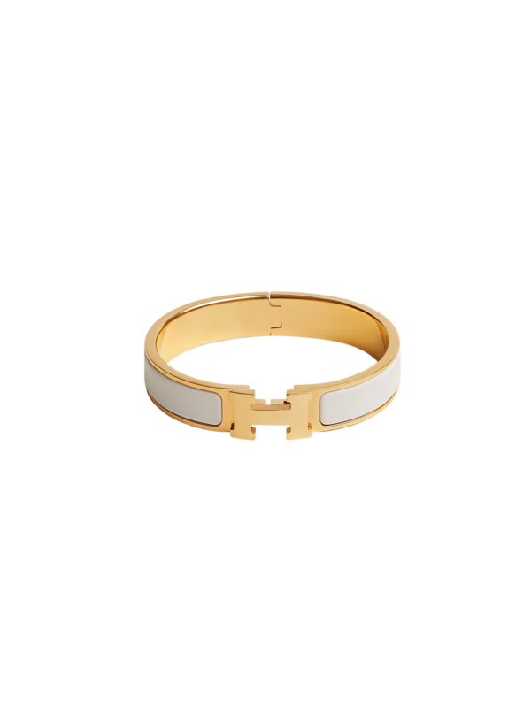HERMES CLIC H BRACELET BLANC YELLOW GOLD PM