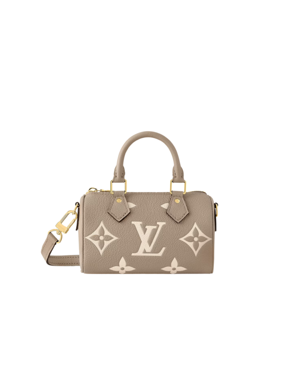 LV NANO SPEEDY  MONOGRAM EMPREINTE LEATHER TOURTERELLE GRAY CREAM