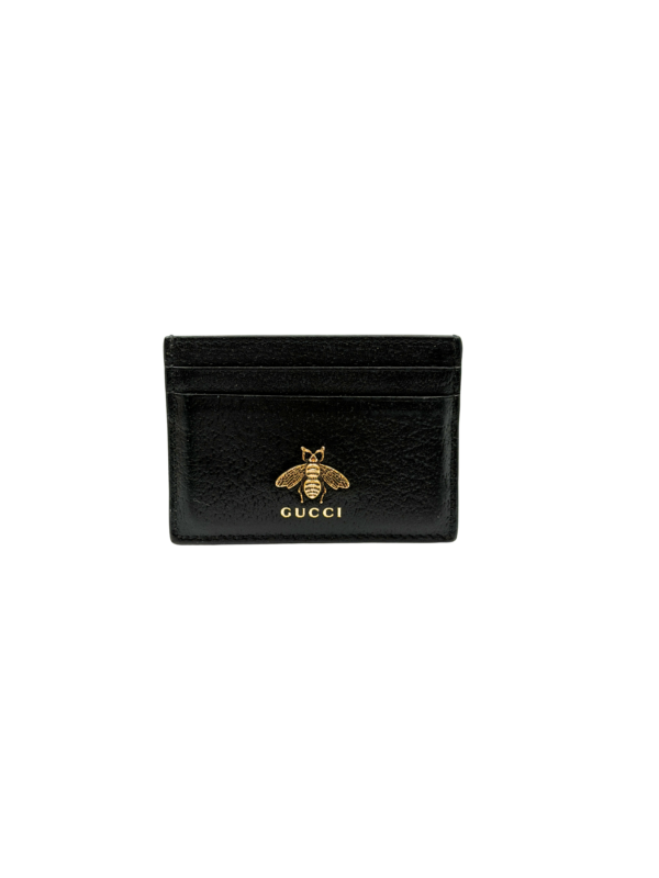 GUCCI ANIMALIER LEATHER BEE CARDHOLDER