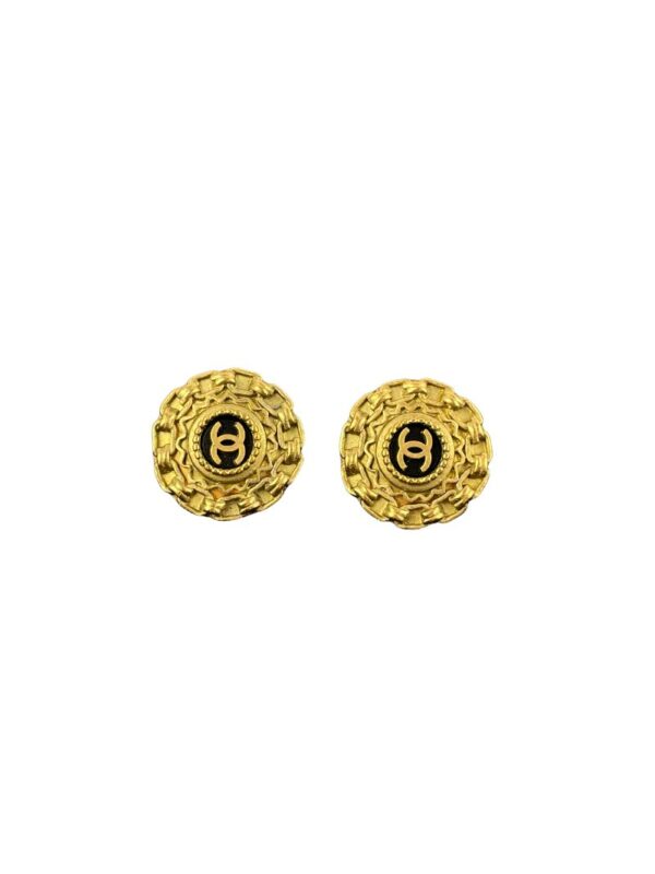 CHANEL BLACK GOLD EAR CLIP
