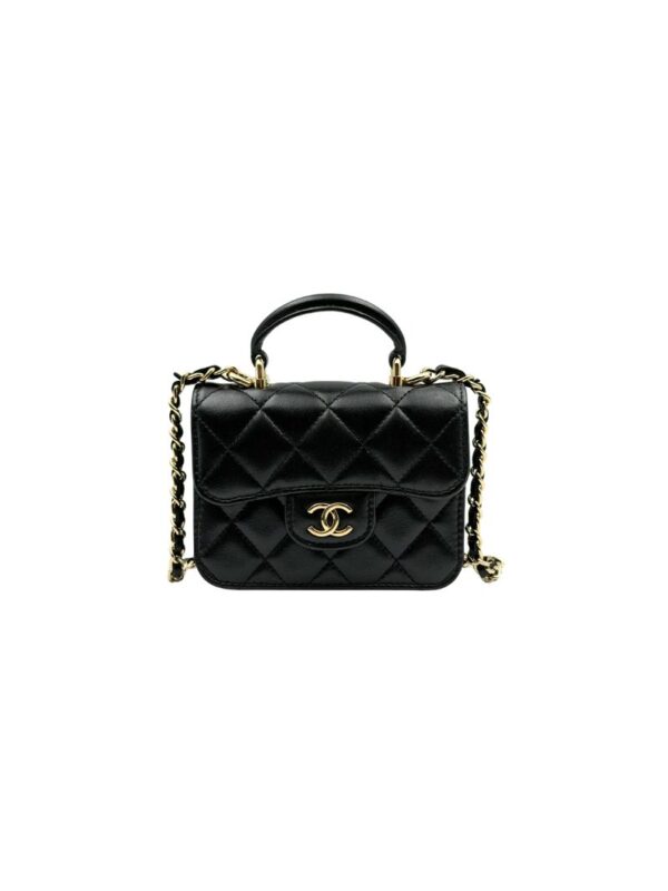 CHANEL 21K TOP HANDLE FLAP COIN PURSE WITH CHAIN