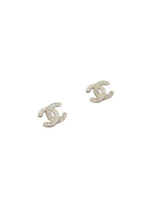 CHANEL CLASSIC GOLD EARRINGS WITH CRYSTAL